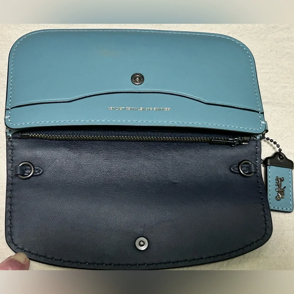 COACH 1941 Glovetanned Leather Clutch/Wristlet/Crossbody Bag in River Blue - Picture 8 of 12